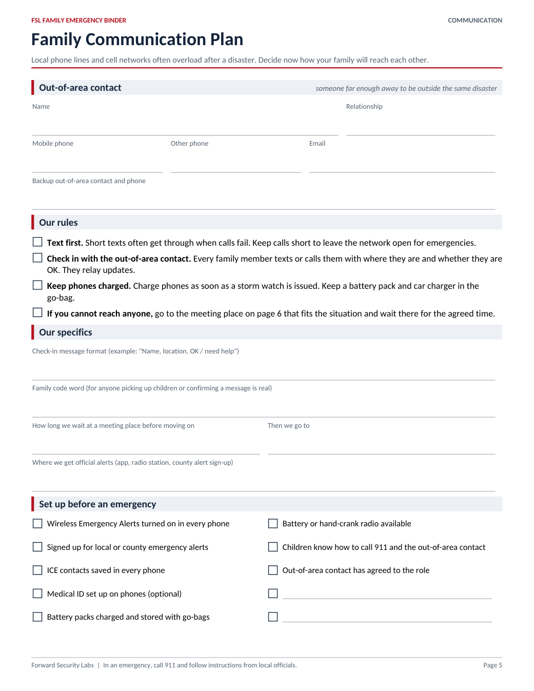 Actual communication planning page